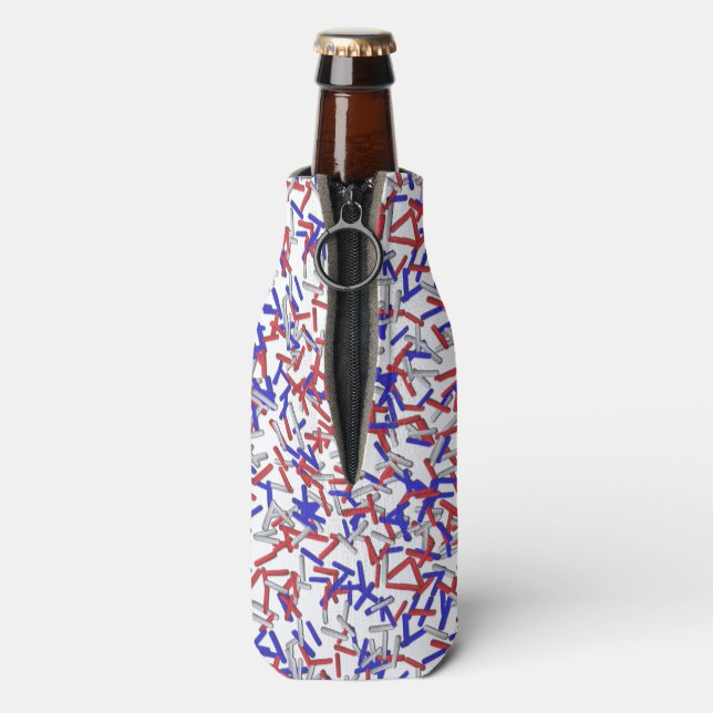 Patriotic Red White Blue Sprinkles Bottle Cooler (Bottle Back)