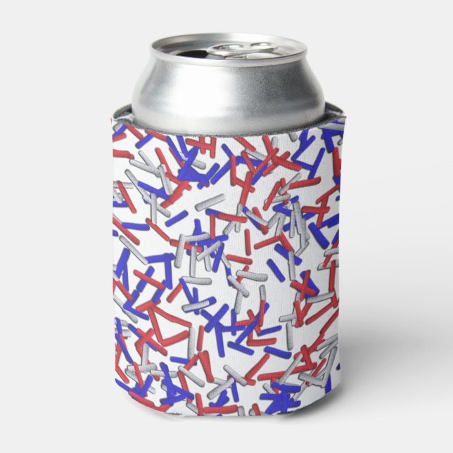 Patriotic Red White Blue Sprinkles Can Cooler (Can Front)