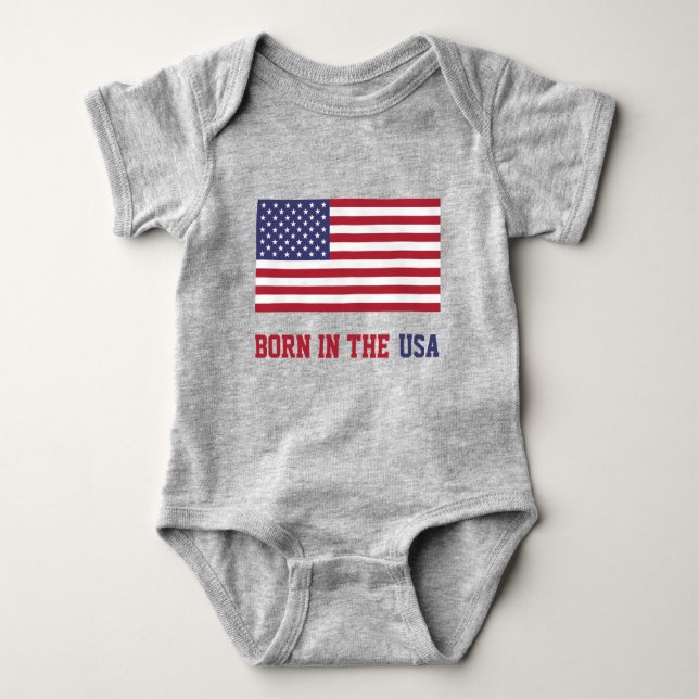 Patriotic Red White Blue Stars And Stripes Flag Baby Bodysuit (Front)