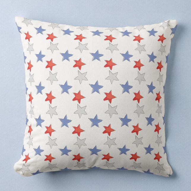 Patriotic Red White Blue Stars Cushion (Creator Uploaded)