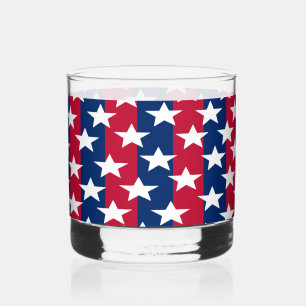 Patriotic Red White Blue Stars Drinkware Whiskey Glass