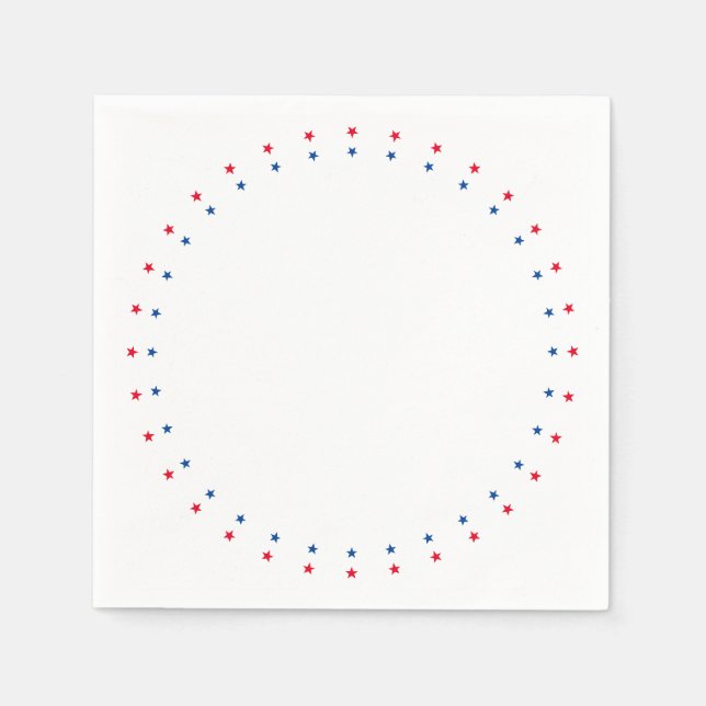 Patriotic red white blue stars holiday party napkin (Front)