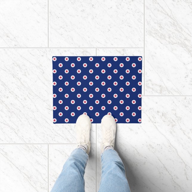 Patriotic Red White Blue Stars Modern Door Mat (Indoor)