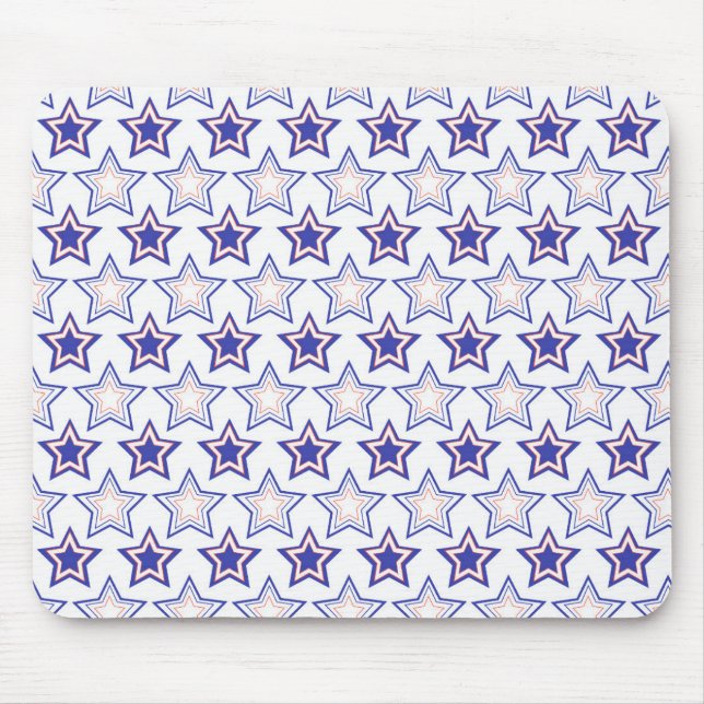 PATRIOTIC RED WHITE BLUE STARS MOUSE PAD (Front)