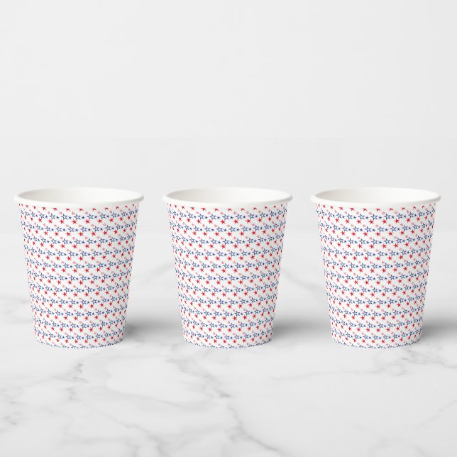 PATRIOTIC RED WHITE BLUE STARS PAPER CUPS (Multi)