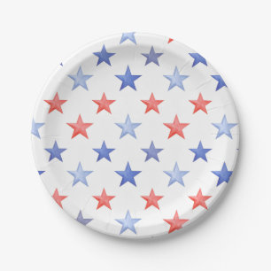 Patriotic Red White & Blue Stars Paper Plate