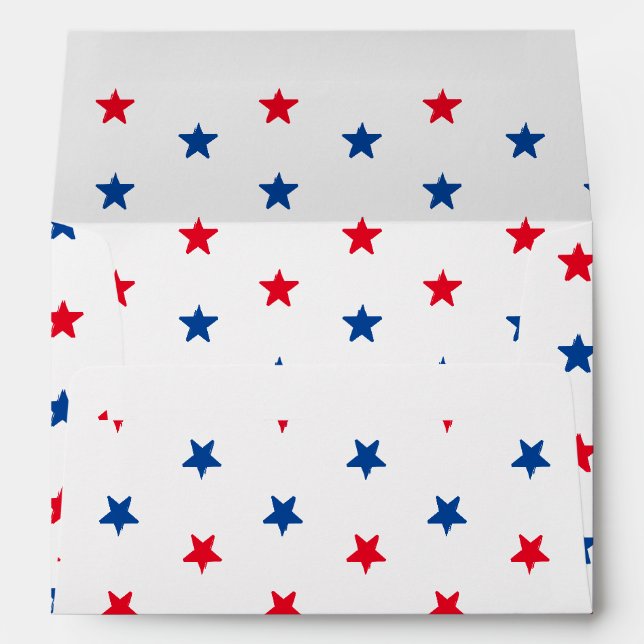 Patriotic Red white blue stars pattern envelope (Back (Bottom))