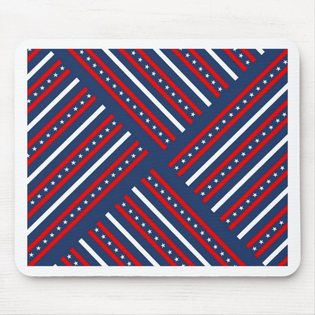 patriotic red white blue stars pattern mouse pad (Front)