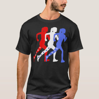 Patriotic Red White Blue Stars Running Women n Run T-Shirt