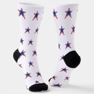 Patriotic Red White Blue Stars  Socks