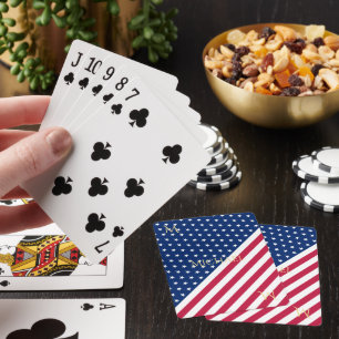 Patriotic Red White Blue Stars Stripes Monogrammed Playing Cards