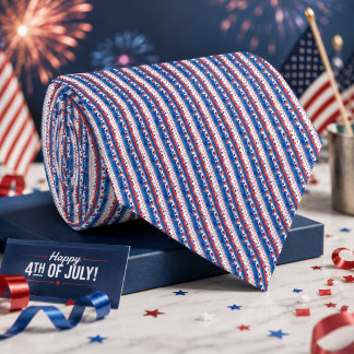 Patriotic Red White Blue Stars Stripes USA Pattern Tie