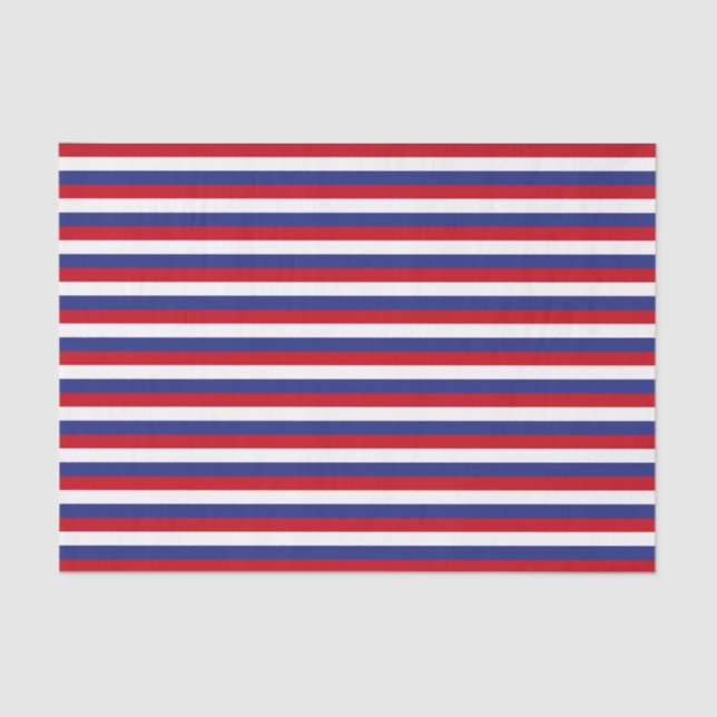 Patriotic Red White Blue Stripe Tissue Paper (Front)