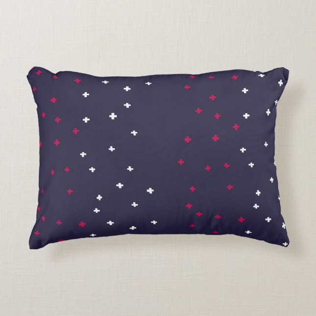 Patriotic red white & blue Swiss cross plus sign Decorative Cushion (Front)