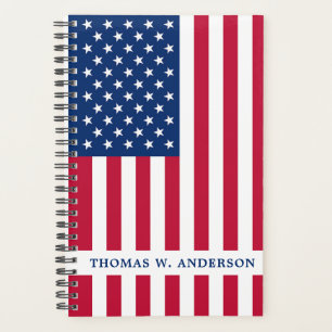 Patriotic Red White Blue USA American Flag Planner