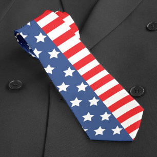 Patriotic Red White & Blue USA American Flag Tie