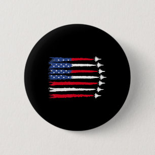 Patriotic Red White Blue Usa Flag Fighter Jets 4th 6 Cm Round Badge