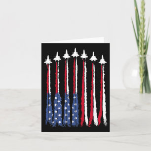 Patriotic Red White Blue Usa Flag Fighter Jets 4th Card