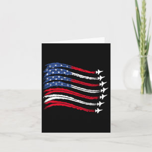 Patriotic Red White Blue Usa Flag Fighter Jets 4th Card