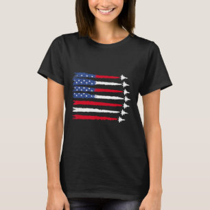 Patriotic Red White Blue Usa Flag Fighter Jets 4th T-Shirt