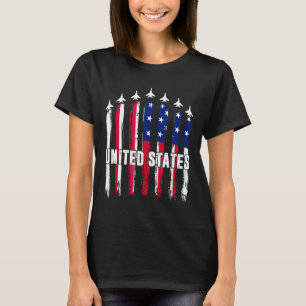 Patriotic Red White Blue Usa Flag Fighter Jets 4th T-Shirt