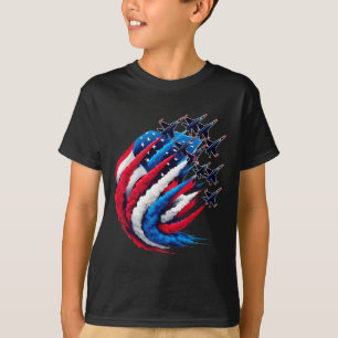 Patriotic Red White Blue Usa Flag Fighter Jets 4th T-Shirt