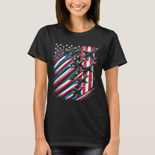 Patriotic Red White Blue Usa Flag Fighter Jets 4th T-Shirt