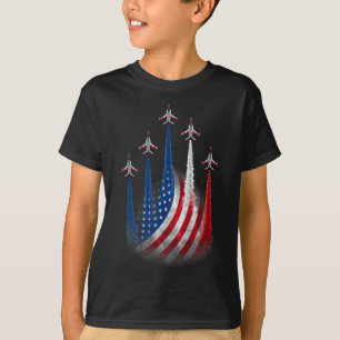 Patriotic Red White Blue Usa Flag Fighter Jets 4th T-Shirt