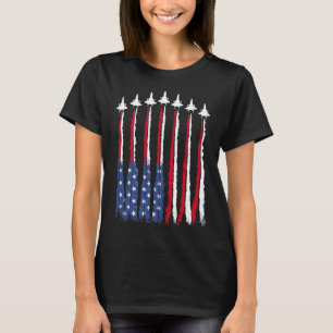 Patriotic Red White Blue Usa Flag Fighter Jets 4th T-Shirt