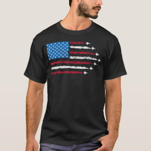 Patriotic Red White Blue Usa Flag Fighter Jets 4Th T-Shirt