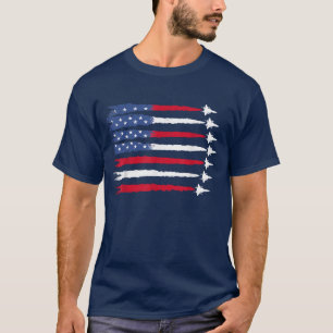 Patriotic Red White Blue USA Flag Fighter Jets  T-Shirt