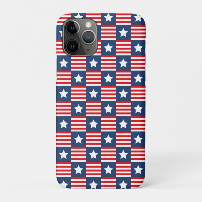 Patriotic Red, White & Blue USA Flag Pattern Case-Mate iPhone Case (Back)