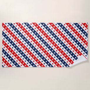 Patriotic Red, White & Blue USA Stars & Stripes Beach Towel