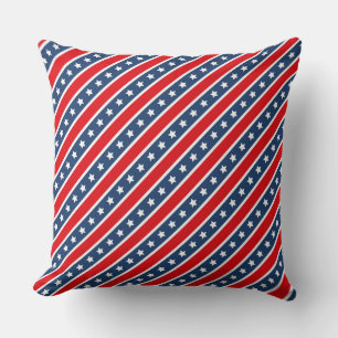 Patriotic Red, White & Blue USA Stars & Stripes Cushion