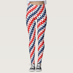 Patriotic Red, White & Blue USA Stars & Stripes Leggings