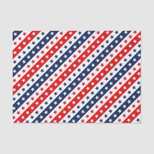 Patriotic Red, White & Blue USA Stars & Stripes Tissue Paper (Front)