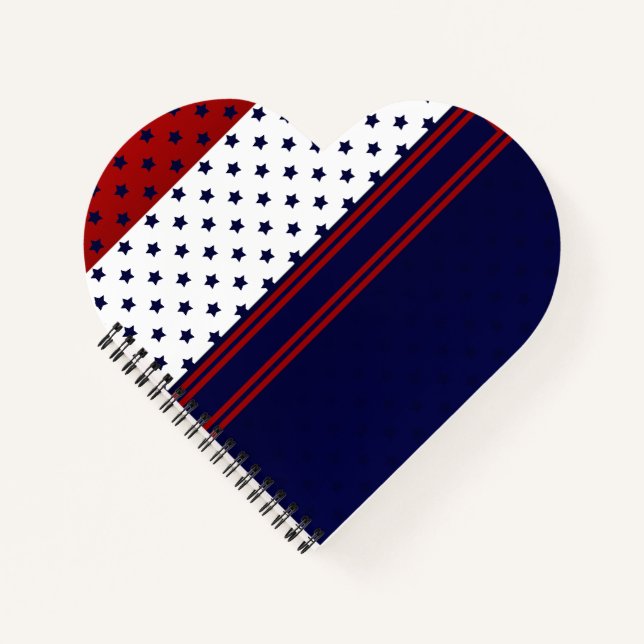 Patriotic Red White & Blue with stars design Notebook (Front)