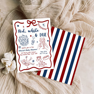 Patriotic Red White & Due Baby Shower Invitation