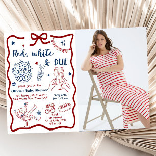 Patriotic Red White & Due Baby Shower Photo Invitation