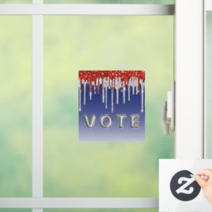 Patriotic Red White Glitter Drip Blue Vote