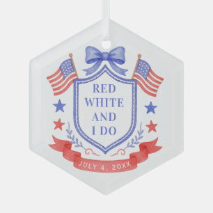 Patriotic Red White & I Do Bridal Shower Glass Tree Decoration