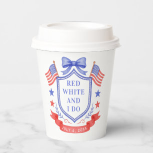 Patriotic Red White & I Do Bridal Shower Welcome Paper Cups
