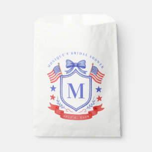 Patriotic Red White & I Do Monogram Bridal Shower Favour Bags