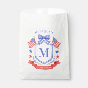 Patriotic Red White & I Do Monogram Bridal Shower Favour Bags