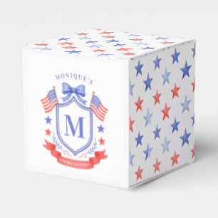 Patriotic Red White & I Do Monogram Bridal Shower Favour Box