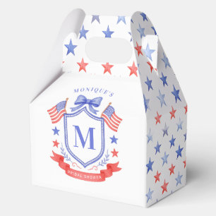 Patriotic Red White & I Do Monogram Bridal Shower Favour Box