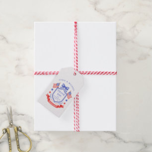 Patriotic Red White & I Do Monogram Wedding Gift Tags