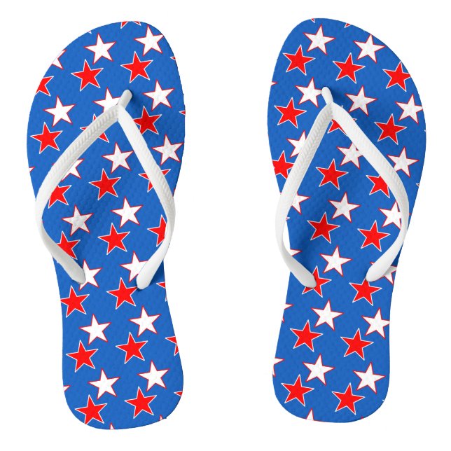 Patriotic Red & White Stars Flip Flops (Footbed)
