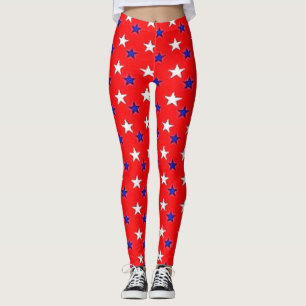 Patriotic red with stars leggings