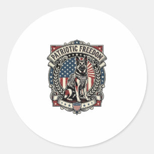 Patriotic Rescue Dog Classic Round Sticker